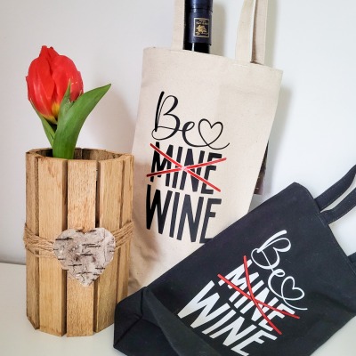 Flaschenbeutel zum Valentinstag/ Flaschentasche mit Spruch / Geschenkverpackung / Geschenktasche
