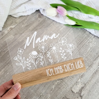 Acyrlkarte für Mama mit Kartenhalter, Acyrlkarte Muttertag - Geschenk zu Muttertag