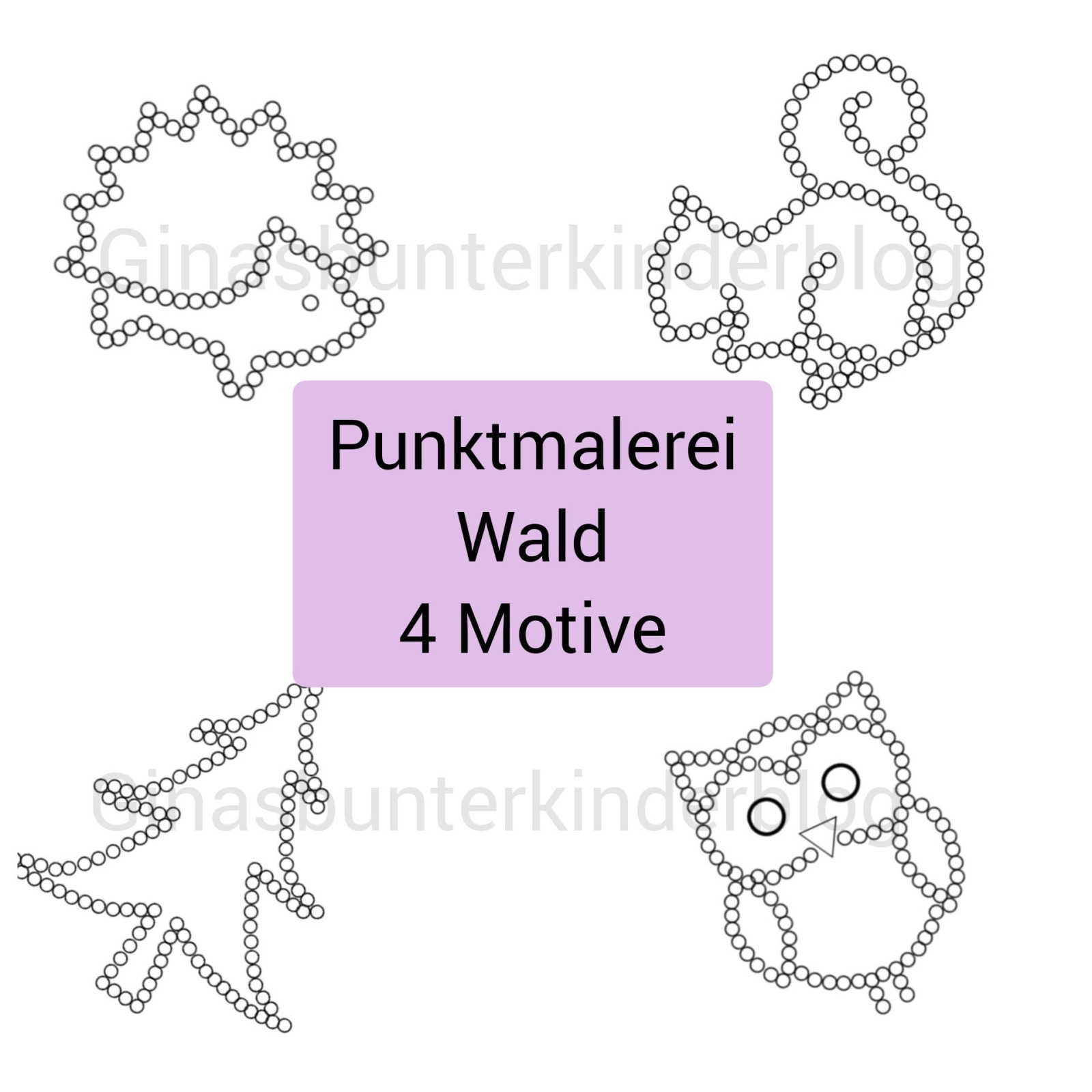 PDF: Punktmalerei Wald 4 Motive