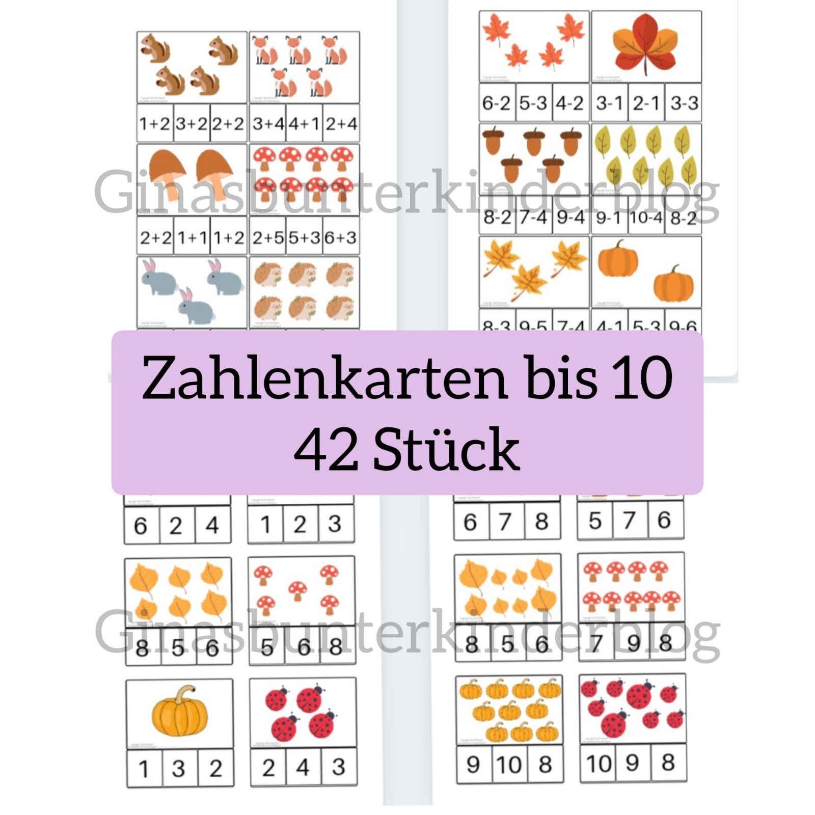 PDF: 42 Zahlenkarten im Zahlenraum bis 10
