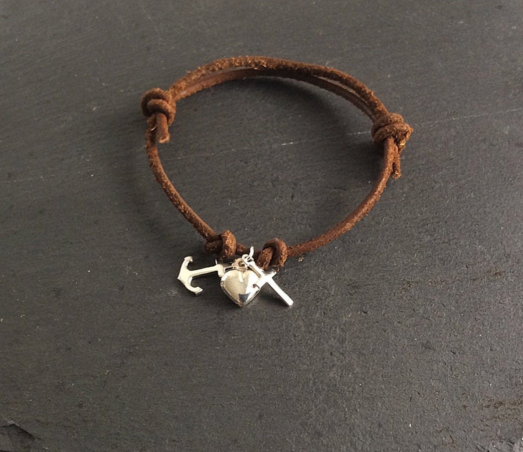 Armband mit Silberanhänger Glaube, Liebe, Hoffnung s