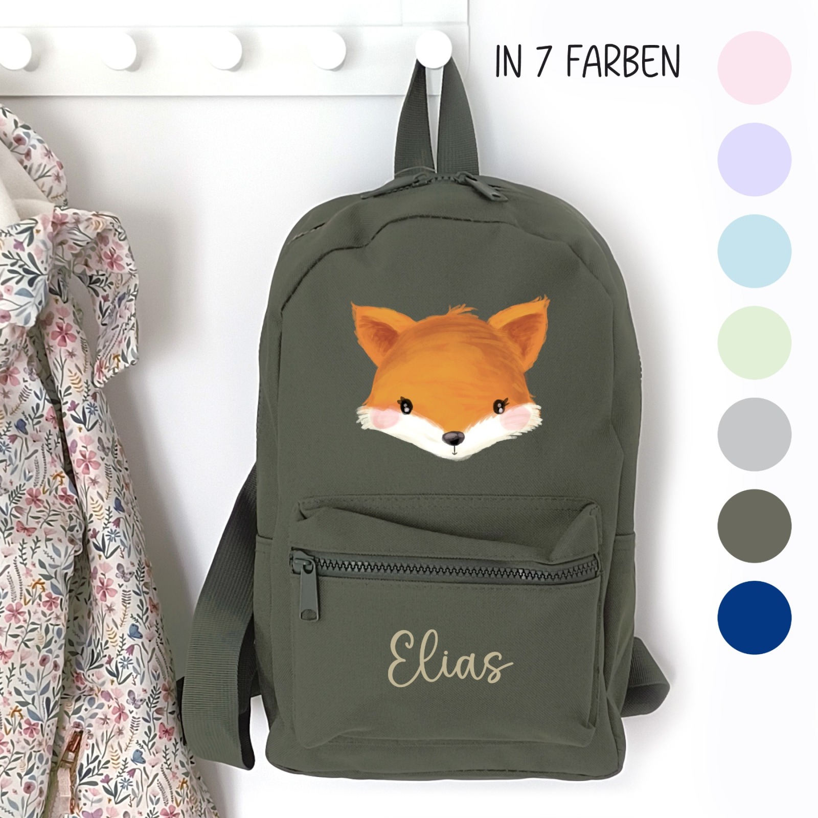 Kindergartenrucksack Fuchs, Kindergartentasche personalisiert, Farbauswahl, Geschenkidee für