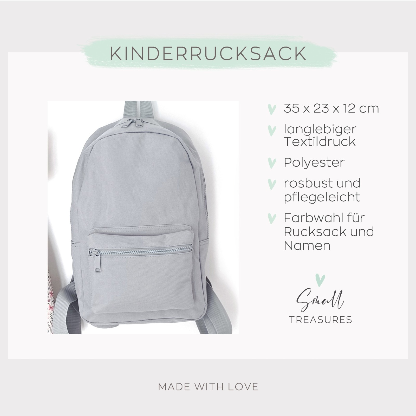 Kindergartenrucksack Bagger, Kindergartentasche personalisiert, Farbauswahl, Geschenkidee für