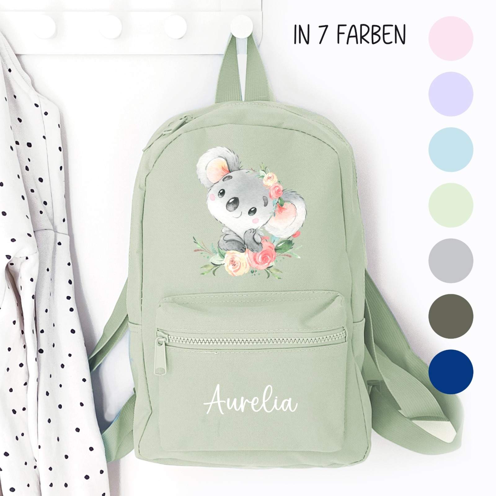 Kindergartenrucksack Koala, Kindergartentasche personalisiert, Farbauswahl, Geschenkidee für