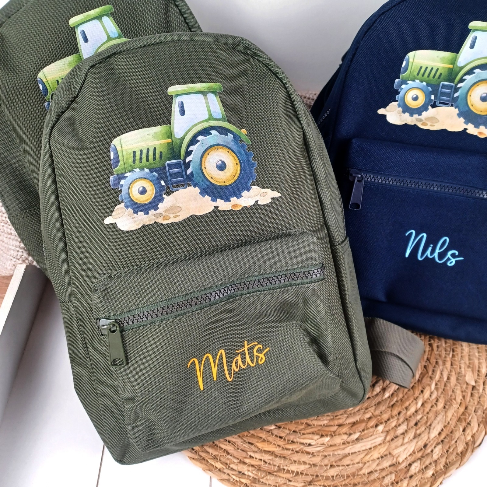 Kindergartenrucksack Traktor, Kindergartentasche personalisiert, Farbauswahl, Geschenkidee für