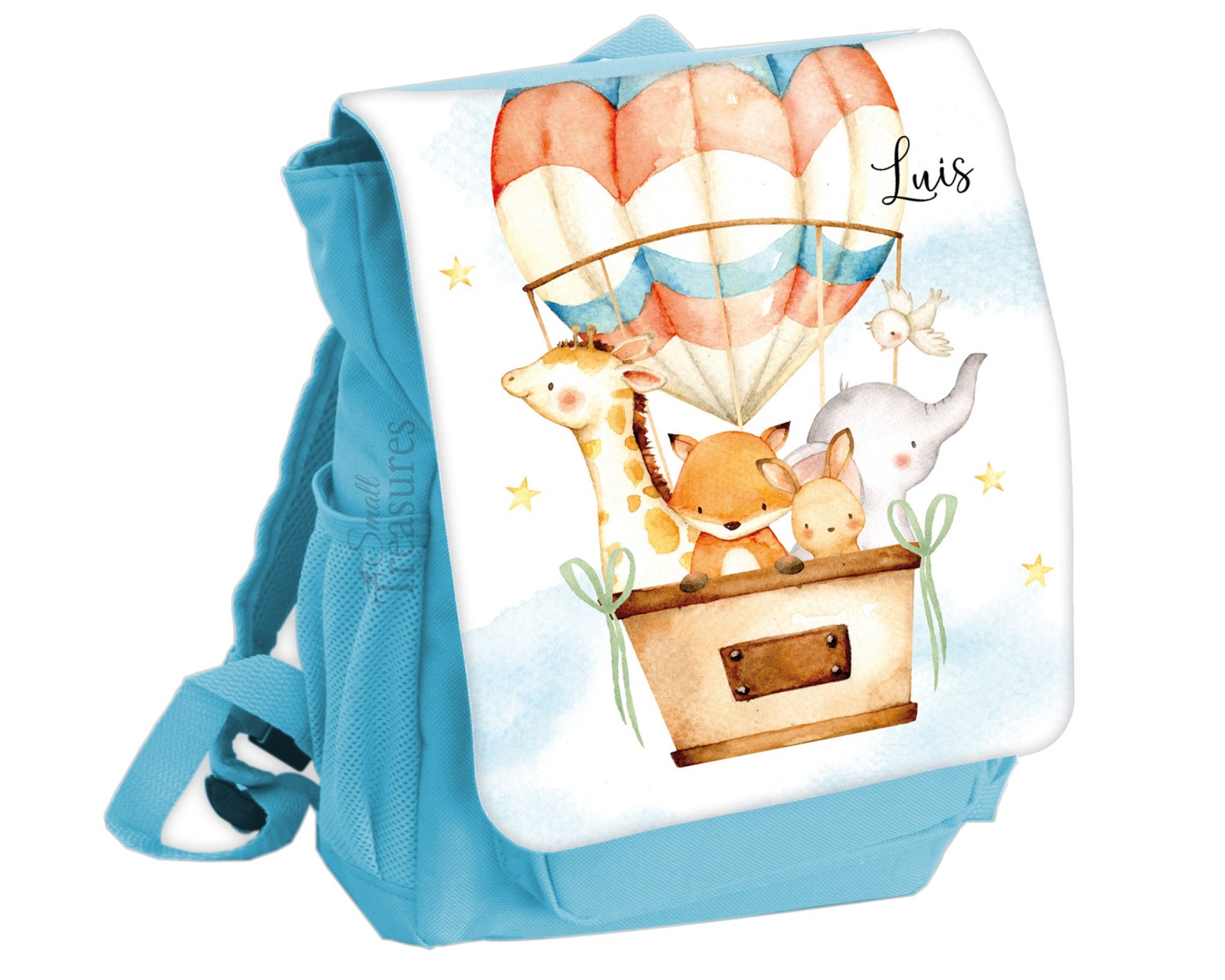 Kindergartentasche Kindergartenrucksack Farbwahl, personalisiert Tiere Heißluftballon 4