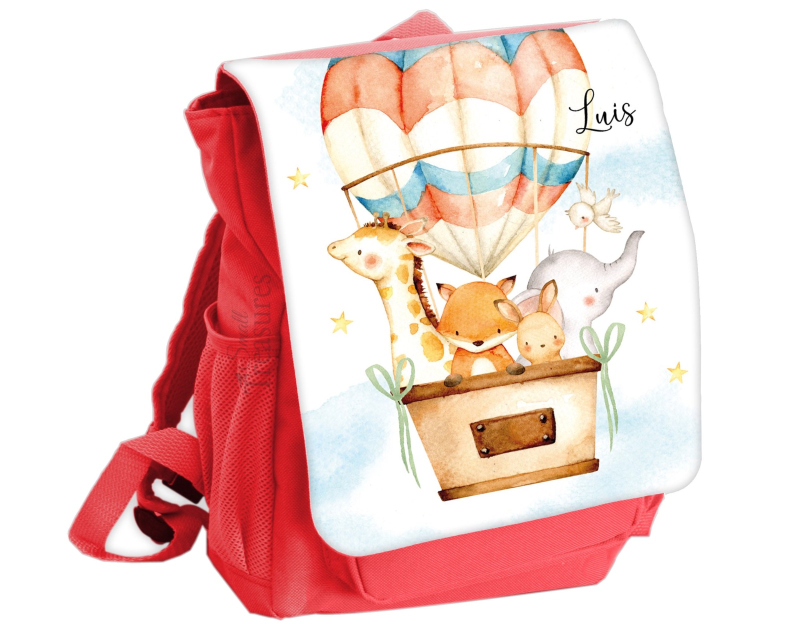 Kindergartentasche Kindergartenrucksack Farbwahl, personalisiert Tiere Heißluftballon 5