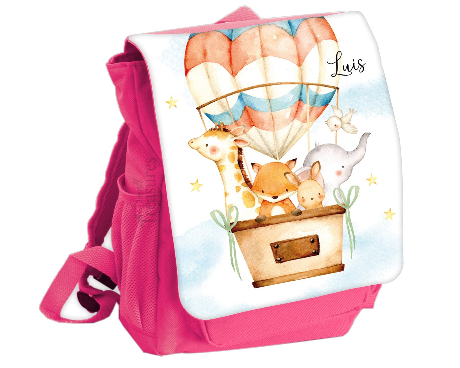 Kindergartentasche Kindergartenrucksack Farbwahl, personalisiert Tiere Heißluftballon 6