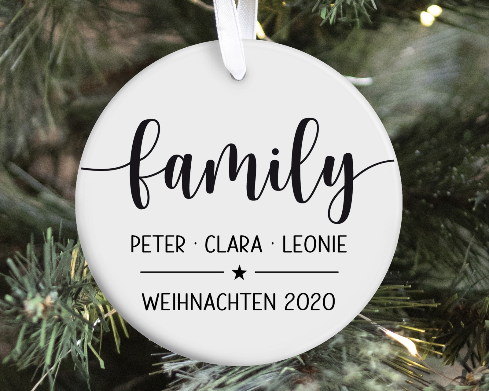 Anhänger Weihnachten personalisiert Weihnachtsanhänger Familie schwarz-weiß