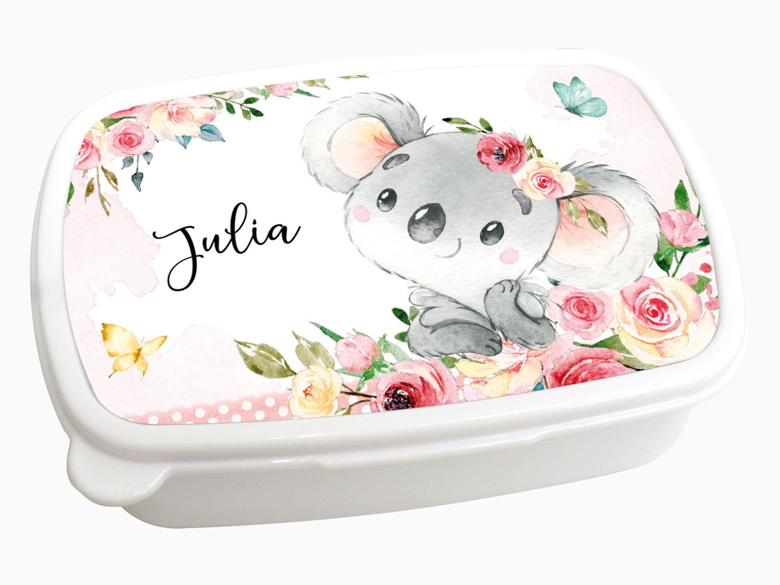 Brotdose Brotbox Lunchbox personalisiert Aquarell Koala Blumen 2