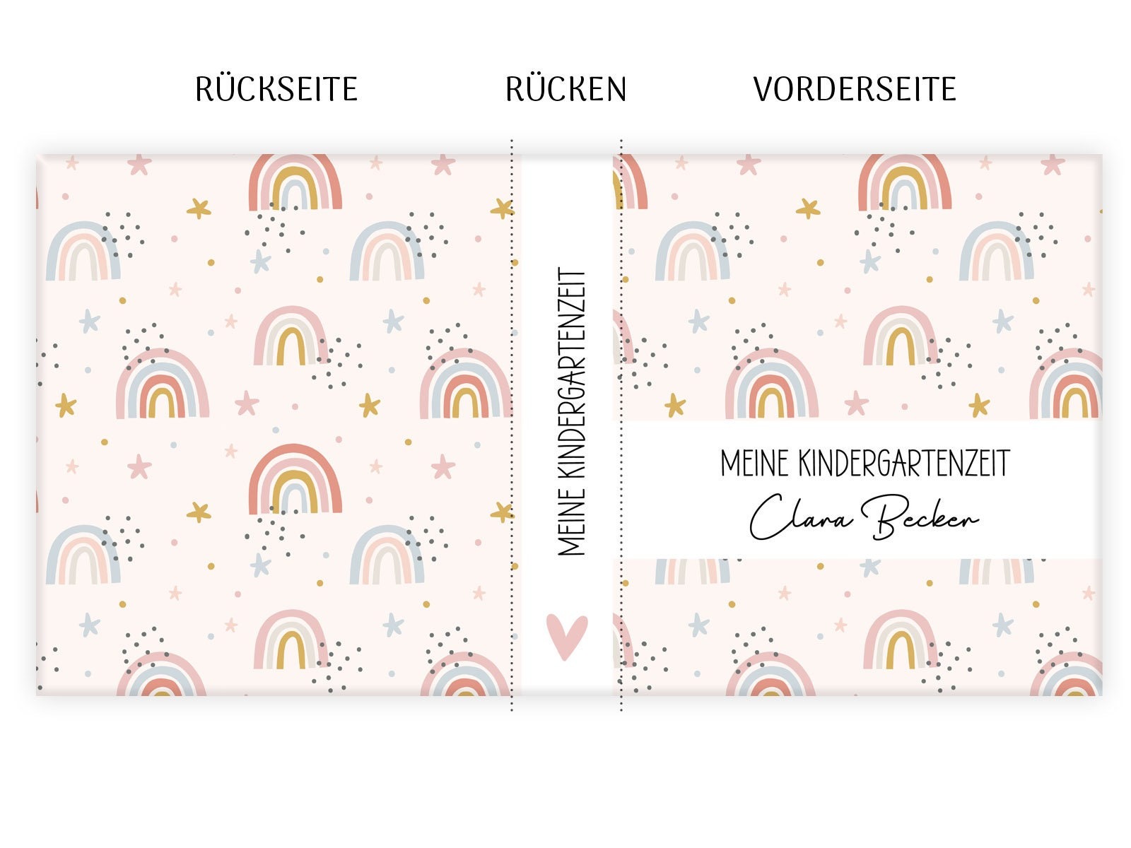 Ordner personalisiert Kindergartenordner Regenbogen rosa 3