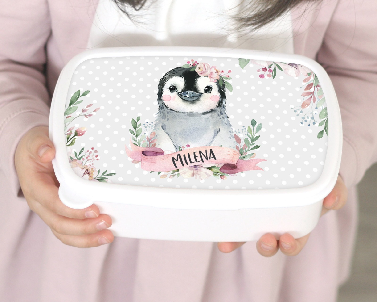 Brotdose Brotbox Lunchbox personalisiert Aquarell Pinguin