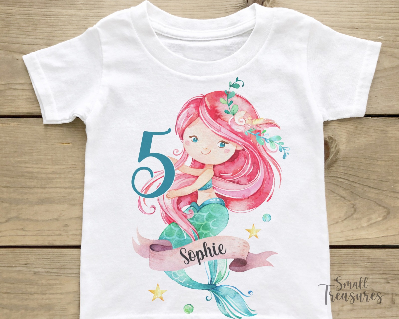 Geburtstagsshirt personalisiert Geburtstag Mädchen Meerjungfrau T-Shirt TShirt