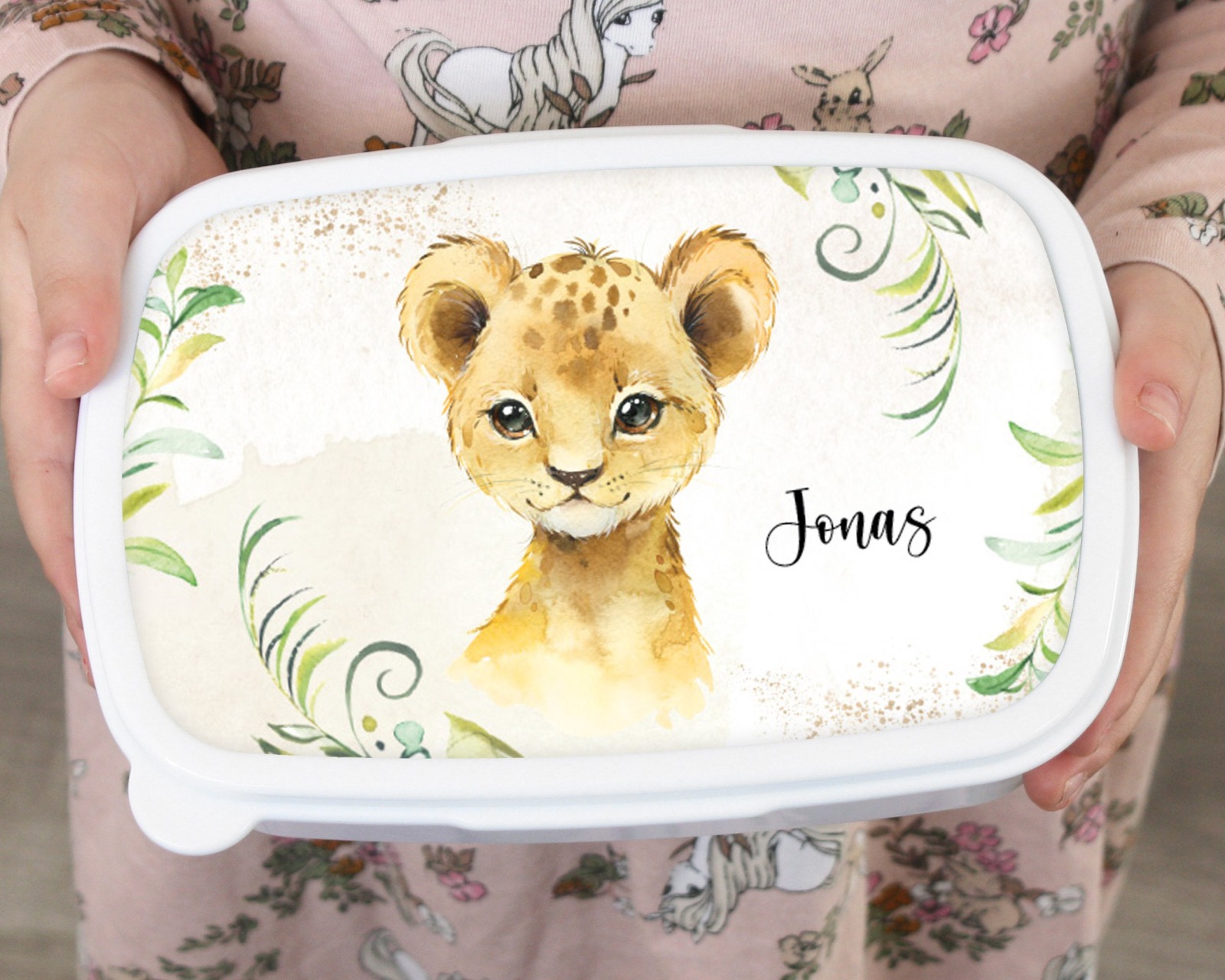 Brotdose Brotbox Lunchbox personalisiert Aquarell Löwe