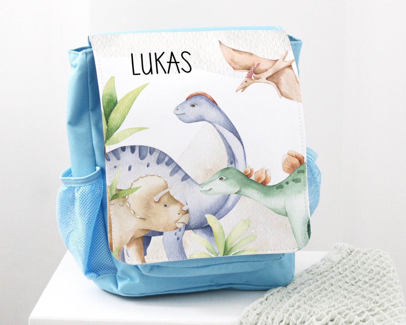 Kindergartentasche Kindergartenrucksack Farbwahl, personalisiert Dinosaurier Dinos