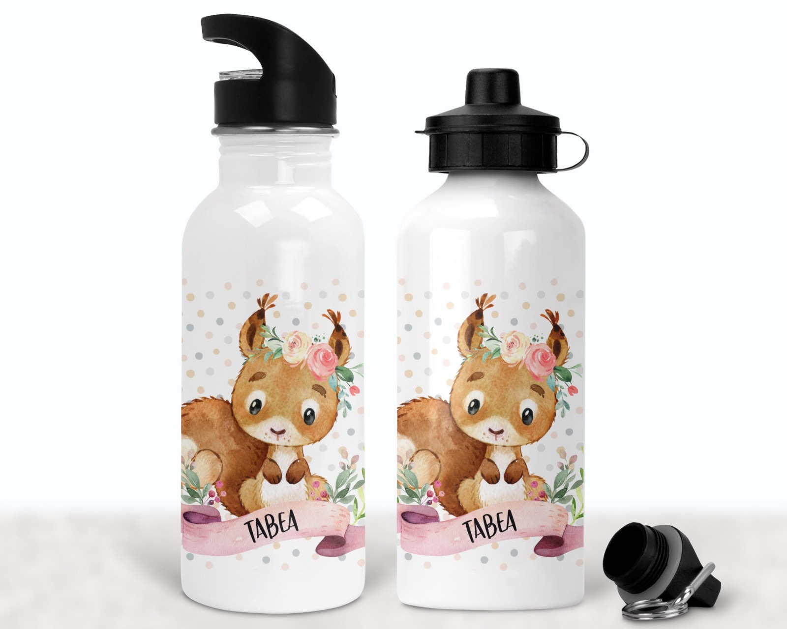 Flasche Trinkflasche personalisiert, Eichhörnchen