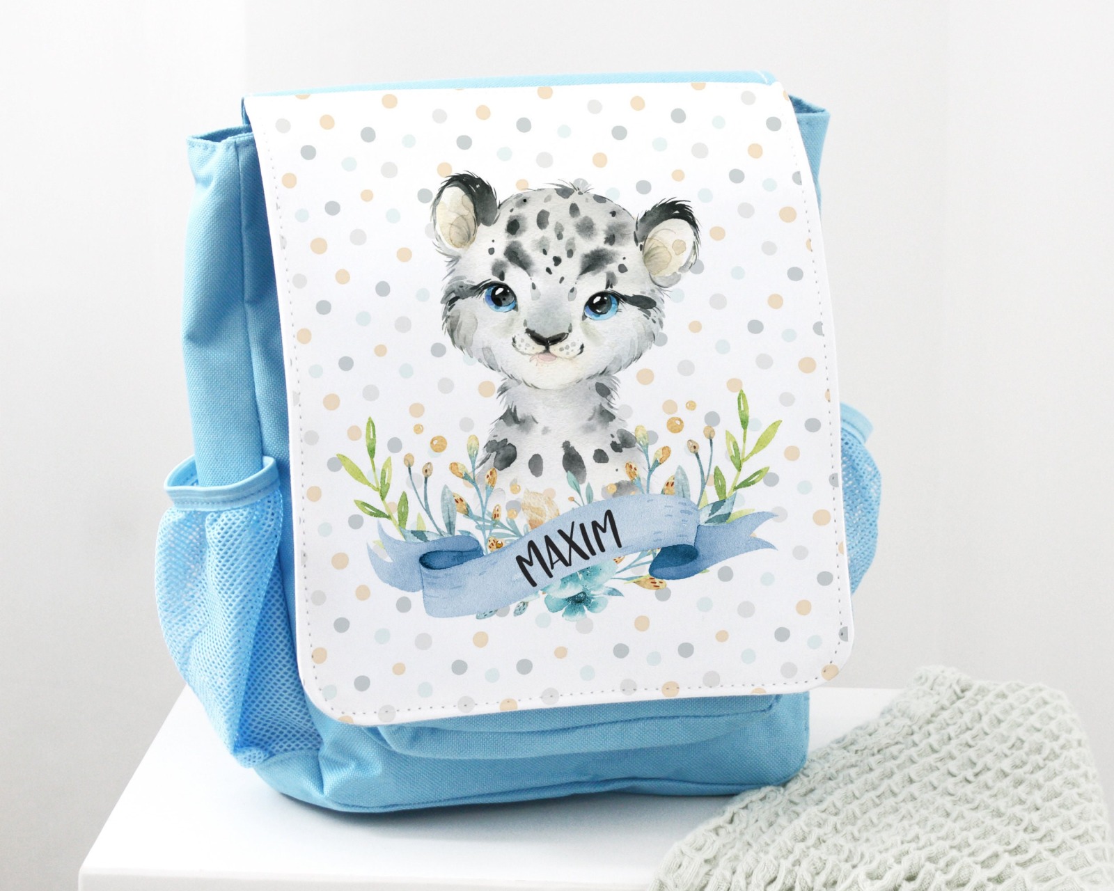 Kindergartentasche Kindergartenrucksack Farbwahl personalisiert Leopard