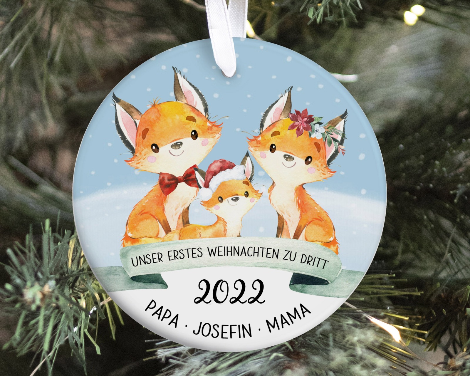 Anhänger Weihnachten personalisiert erstes Weihnachten Fuchs Familie
