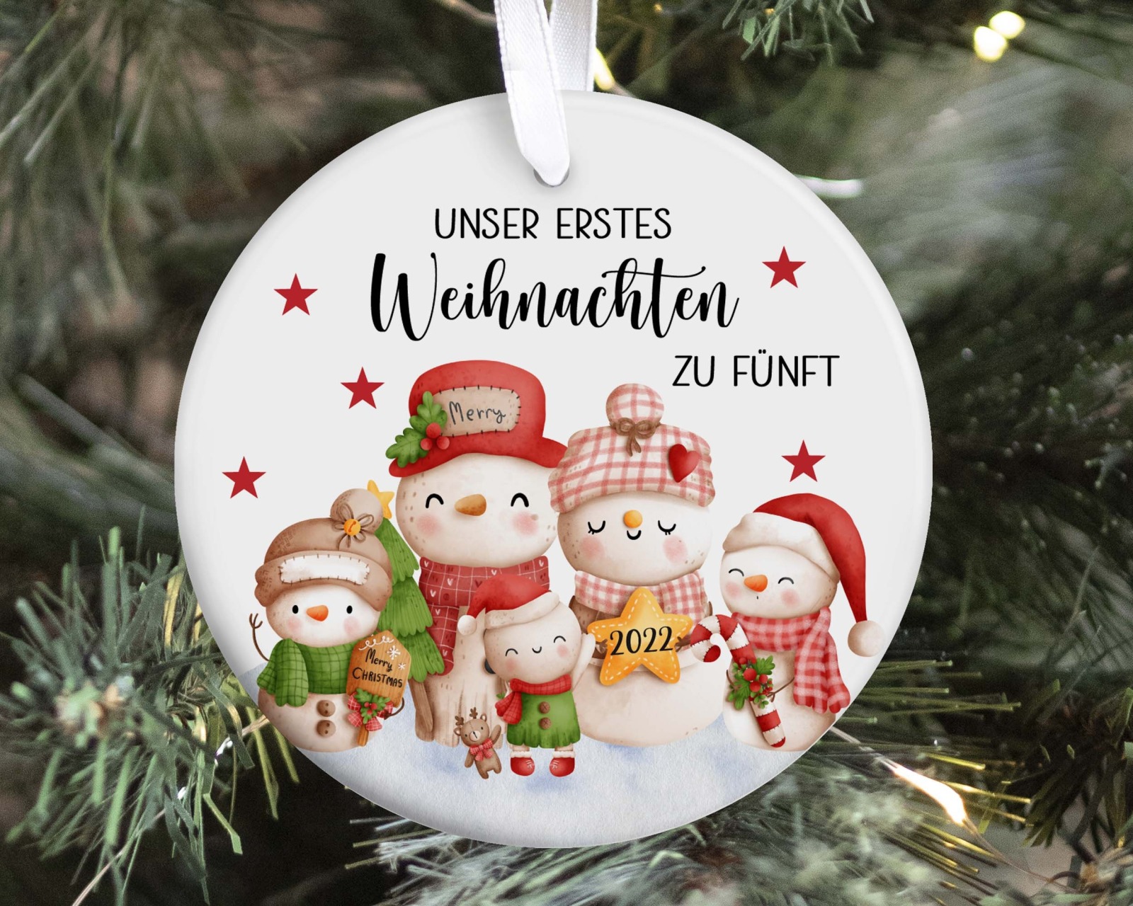 Anhänger Weihnachten personalisiert erstes Weihnachten Schneemänner Familie 2