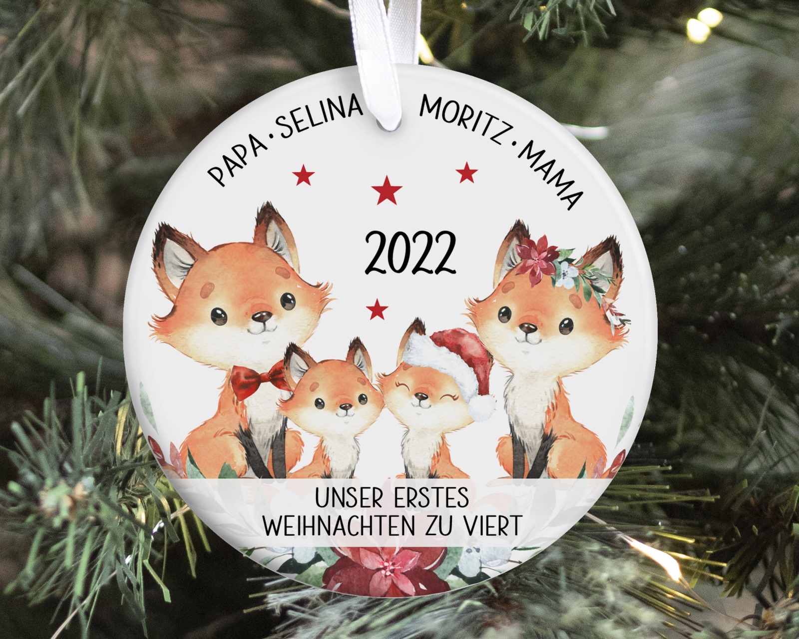 Anhänger Weihnachten personalisiert erstes Weihnachten Fuchs Familie 4