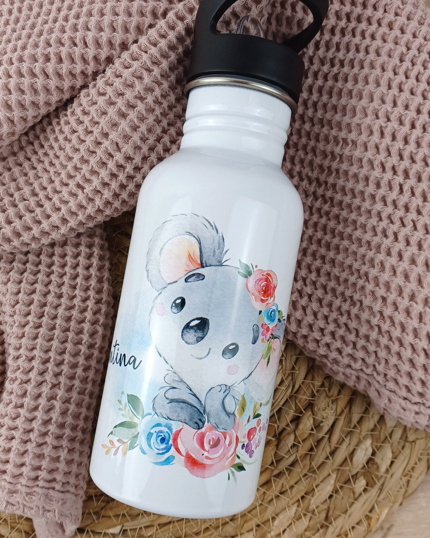 Flasche Trinkflasche personalisiert, Aquarell Koala Bär 2