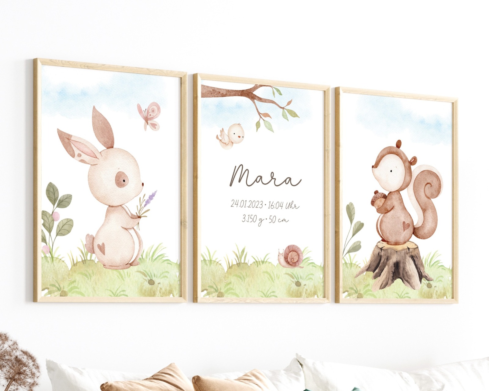 Kinderzimmer Bilder Set Waldtiere personalisiert 2