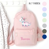 Kindergartenrucksack Dino Mädchen, Kindergartentasche personalisiert, Farbauswahl, Geschenkidee