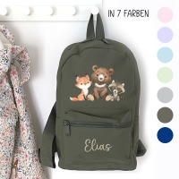 Kindergartenrucksack Waldtiere Bär, Kindergartentasche personalisiert, Farbauswahl, Geschenkidee