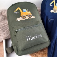 Kindergartenrucksack Bagger, Kindergartentasche personalisiert, Farbauswahl, Geschenkidee für