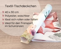 Tischset Platzset Textil mit Namen personalisiert, Aquarell Fuchs Blumen 5