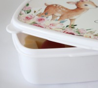 Brotdose Brotbox Lunchbox personalisiert, Aquarell Waldtiere Mädchen rosa 3