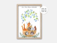 Gästeposter Fingerabdruck-Bild Gästebuch personalisiert Taufe Arche 3