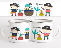Tasse Kindertasse Emaille Kunststoff Keramik Becher personalisiert, skandinavisch Piraten 2