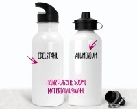 Flasche Trinkflasche personalisiert, Aquarell Fuchs rosa Blumen 2