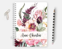 Notizbuch Notizblock DIN A5 personalisiert, kariert Blumen
