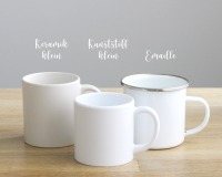 Tasse Emaille Kunststoff Keramik Becher personalisiert, Herz Greenery Blätter 4