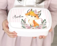 Brotdose Brotbox Lunchbox personalisiert, Fuchs rosa