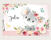 Tischset Platzset Textil mit Namen personalisiert, Aquarell Koala Bär