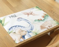 Tischset Platzset Textil mit Namen personalisiert, Aquarell Dinosaurier 4