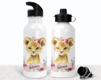 Flasche Trinkflasche personalisiert, Aquarell Löwenmädchen