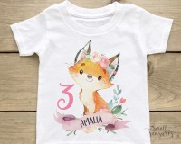 Geburtstagsshirt personalisiert, Geburtstag Mädchen Fuchs T-Shirt TShirt