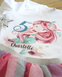 Geburtstagsshirt personalisiert, Geburtstag Mädchen Meerjungfrau T-Shirt TShirt 4