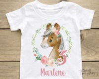 Geburtstagsshirt personalisiert Mädchen Pferd T-Shirt TShirt