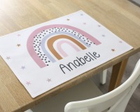 Tischset Platzset Textil mit Namen personalisiert, Regenbogen rosa 2
