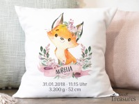 Kissen Bezug Namenskissen Geburt Geschenk personalisiert Fuchs Mädchen