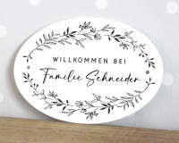 Türschild Familie Haustür personalisiert schwarz-weiß modern