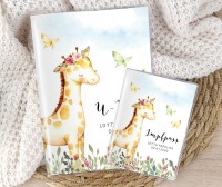 U-Heft und Impfpasshülle, personalisiert Giraffe Blumen Mädchen