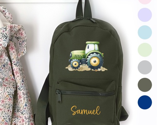 Kindergartenrucksack Traktor, Kindergartentasche personalisiert, Farbauswahl, Geschenkidee für