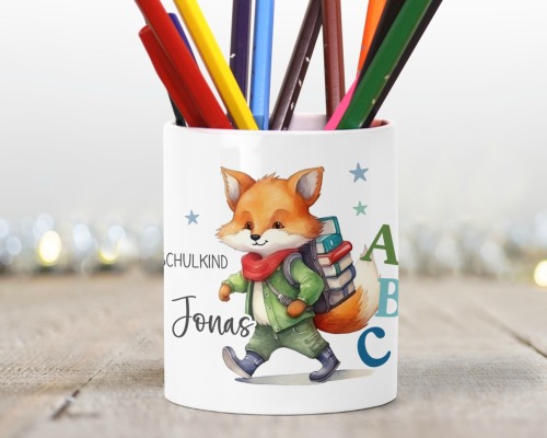 Stiftebecher Fuchs Keramik personalisiert mit Namen