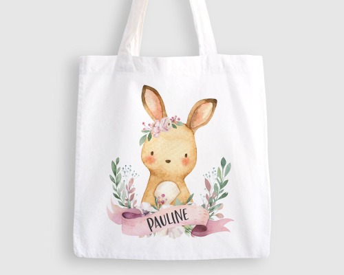 Stoffbeutel Tasche Stofftasche Kindergartentasche mit Name personalisiert Hase